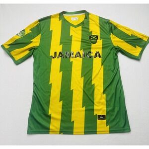 Jamaica Soccer Jersey Orro Technical Sportswear Green Yellow Stripes XXL